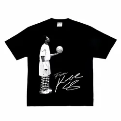 Kobe Looked Up At The American Heavy Cotton Digital Direct Spray To Do Old Street Hip-hop Basketball Long Short Sleeve T-Shirt