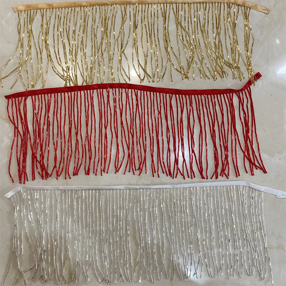 40CM/lot 15cm Width High Quality Tassel beaded fringe trim for Craft DIY Wedding Jewelry beaded fringe trim  tassels for crafts