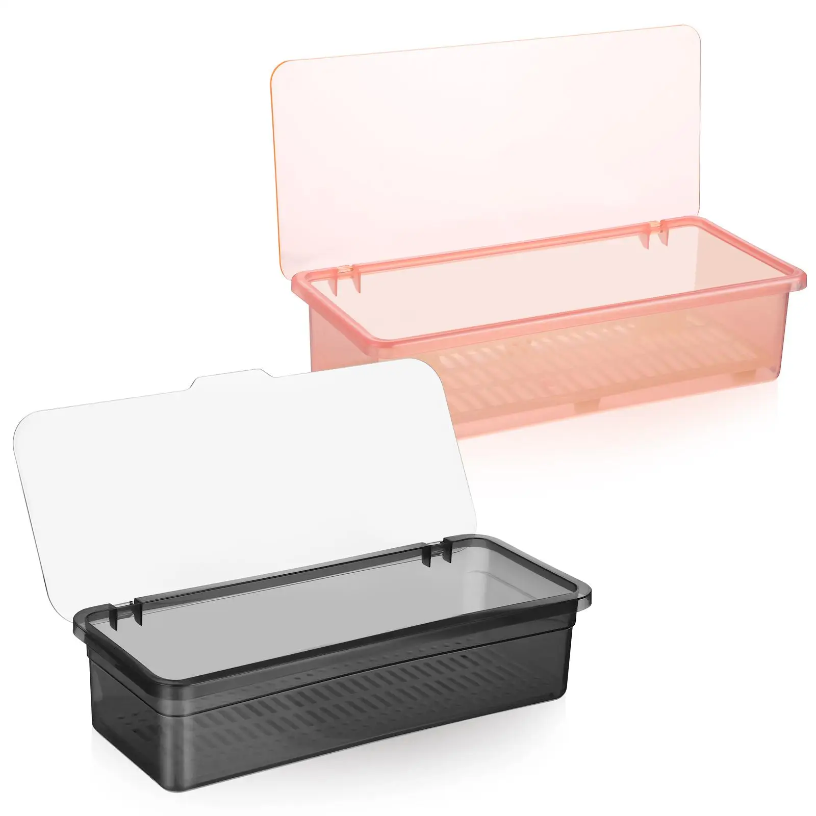 

2Pcs Silverware Organizer with Lid Drain Board Design Utensil Storage Containers Plastic Cutlery Box Kitchen Countertop Pantry