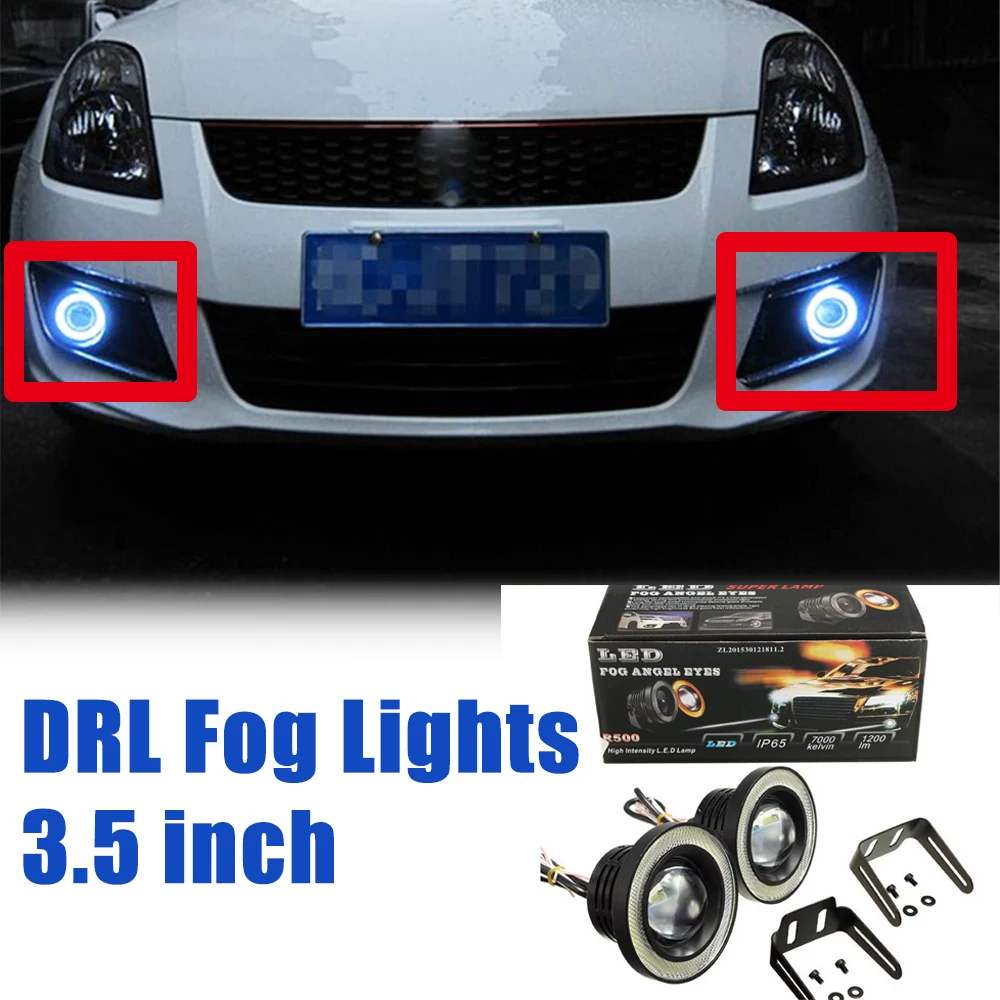 

1/2 шт. авто 30 Вт противотуманные фары DRL COB Angel Eye 89 мм автомобильные окружающие лампы водонепроницаемые дневные ходовые лампы фары DC 12 В