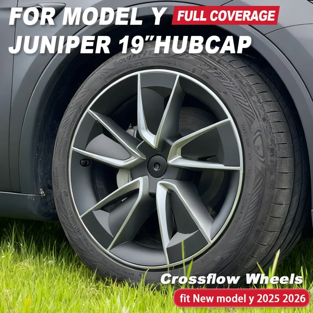 

4PCS 19 Inch Hub Cap Car For Tesla Model Y Juniper Wheel Cap 2026 Replacement Automobile Wheel Hubcap Full Rim Cover Accessories