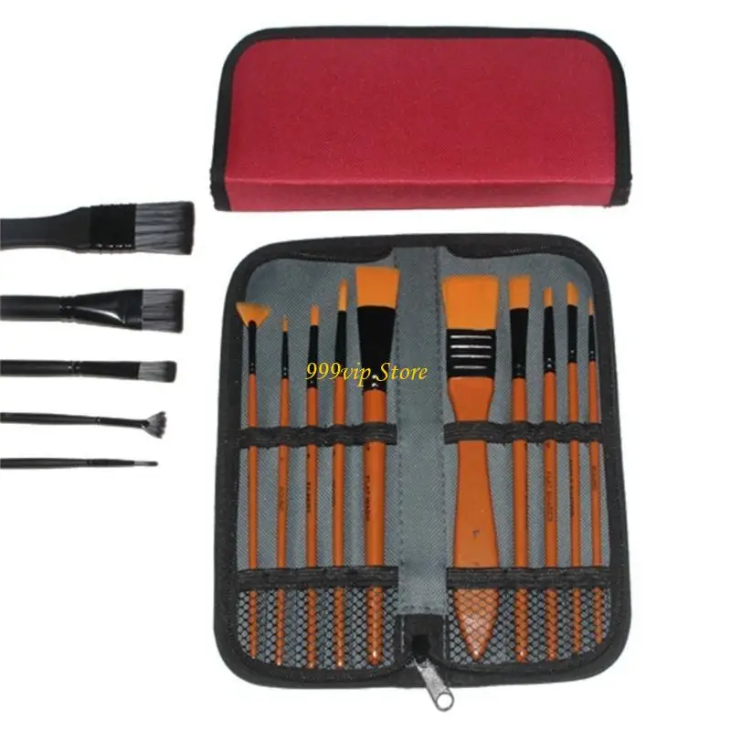 

C90C 10Pcs Watercolor Brush Acrylics Brush Artist Paint Brush with Storage Bag