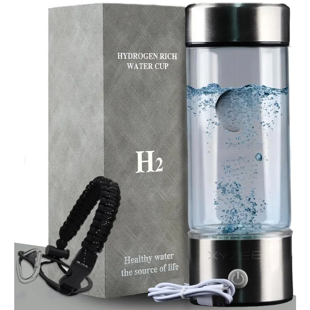 

Hydrogen Water Bottle,Portable Rechargeable Hydrogen Water Bottle Generator,Purify Quality in 3Min Glass water Ionizer