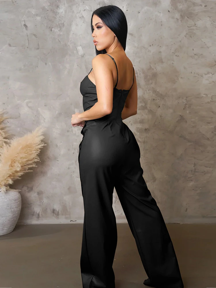 Tuta in pelle sexy per donna Tuta intera estiva con cinghie Tuta da donna senza maniche Party Dropshipping all'ingrosso