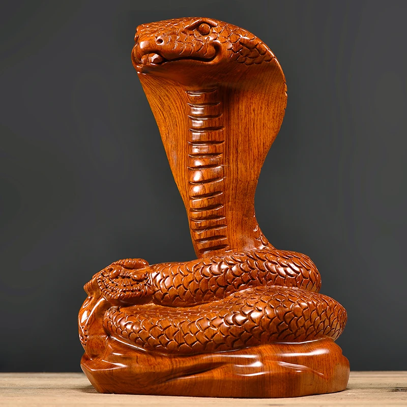 Pear wood carving snake ornament solid wood zodiac antique handicrafts creative home decoration gifts to friends