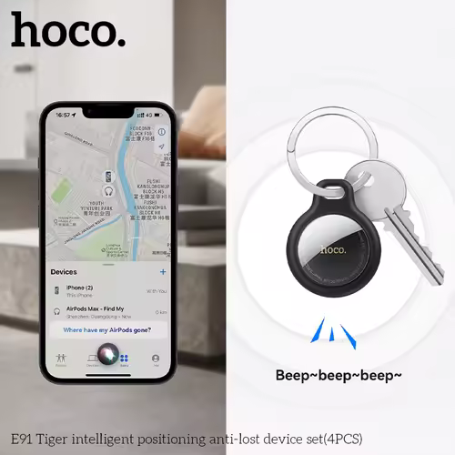 HOCO 4 Pack Anti Lost Device Airtags For Apple IOS System GPS Locator Wallet Keychain Cars Pets Finders with Protective Cases - Image 4