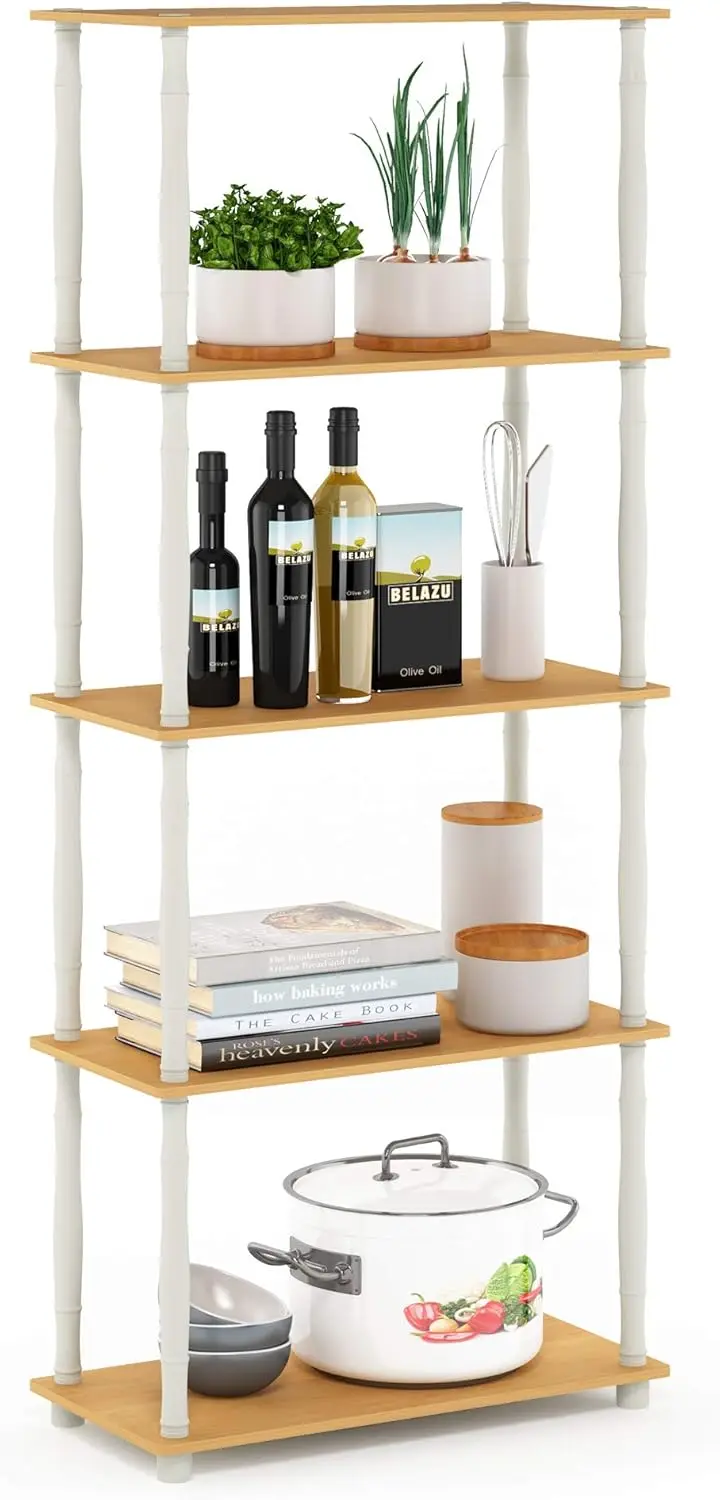 

5-Tier Corner Storage Shelf, Toolless Assembly, Open Shelves for Living Room, Garage, Home Office Organization