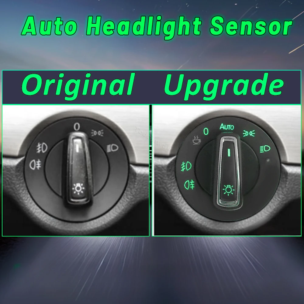 

Car Green backlight AUTO headlight switch contro module sensor button for Octavia mk3 mk4 Superb Rapid Spaceback accessories