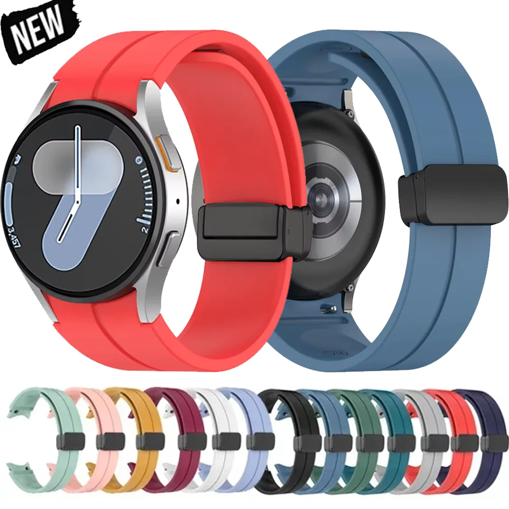 20 مللي متر لا فجوة سيليكون الفرقة لساعة سامسونج جالاكسي 5 برو 45 مللي متر 6 4 الكلاسيكية المغناطيسي مشبك Correa غالاكسي ساعة 7 6 5 4 44 مللي متر 40 مللي متر