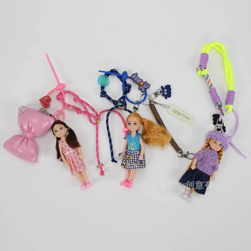 15 cm schattig meisje prinses pop sleutelhanger hanger 1/12 BJD pop mode zwarte Afrikaanse pop gewrichten beweegbare tas hanger verjaardagscadeautjes