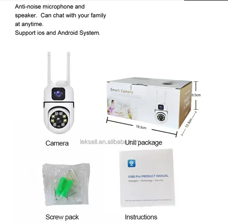 8MP Doppia Lente Doppio Schermo WIFI Telecamera di Sorveglianza Telecamere IP Wireless Esterna Auto Tracking Visione Notturna 8X Zoom Digitale CCTV