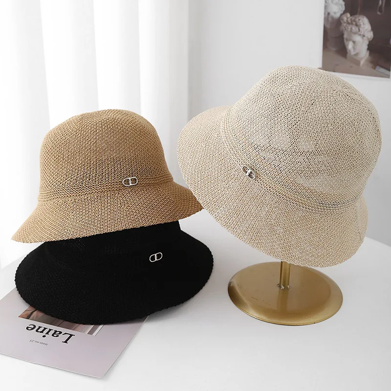 Bucket Hat Sun Protection For Women Korean Minimalist Knit Fisherman Cap Breathable Travel Hat Beach/urban/vacation Sunscreen