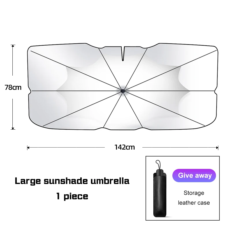 

For Hilux Aygo Yaris Ractis Corolla Camry CHR Auris Car Front Windshield Sunshade Umbrella Foldable Parasol Uv Rays Protection