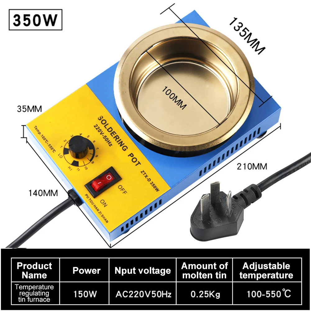 220VAC Adjustable Temperature Solder Pot Tin Stove Melting  Desoldering Tools Round Diameter 38mm/50mm/80mm/100mm