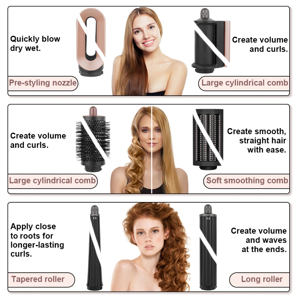 STLF HS 08 6 في 1 أداة تجعيد الهواء الكهربائية المحمولة متعددة الوظائف LED مع حرارة قابلة للتعديل للاستخدام في الفندق