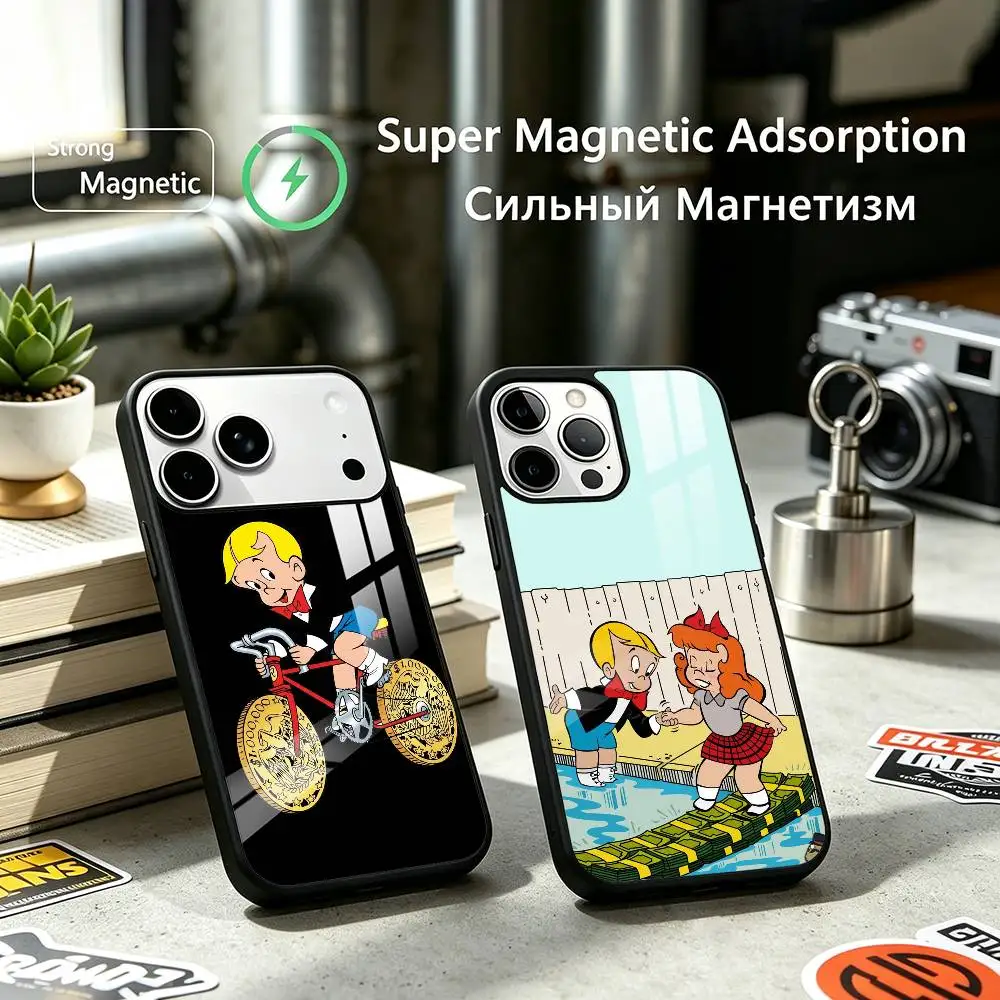P Poor Little Rich Boy R Richie Phone Case For iPhone17,16,15,14,13,12 Plus,Pro Supports Magnetic Wireless Charging