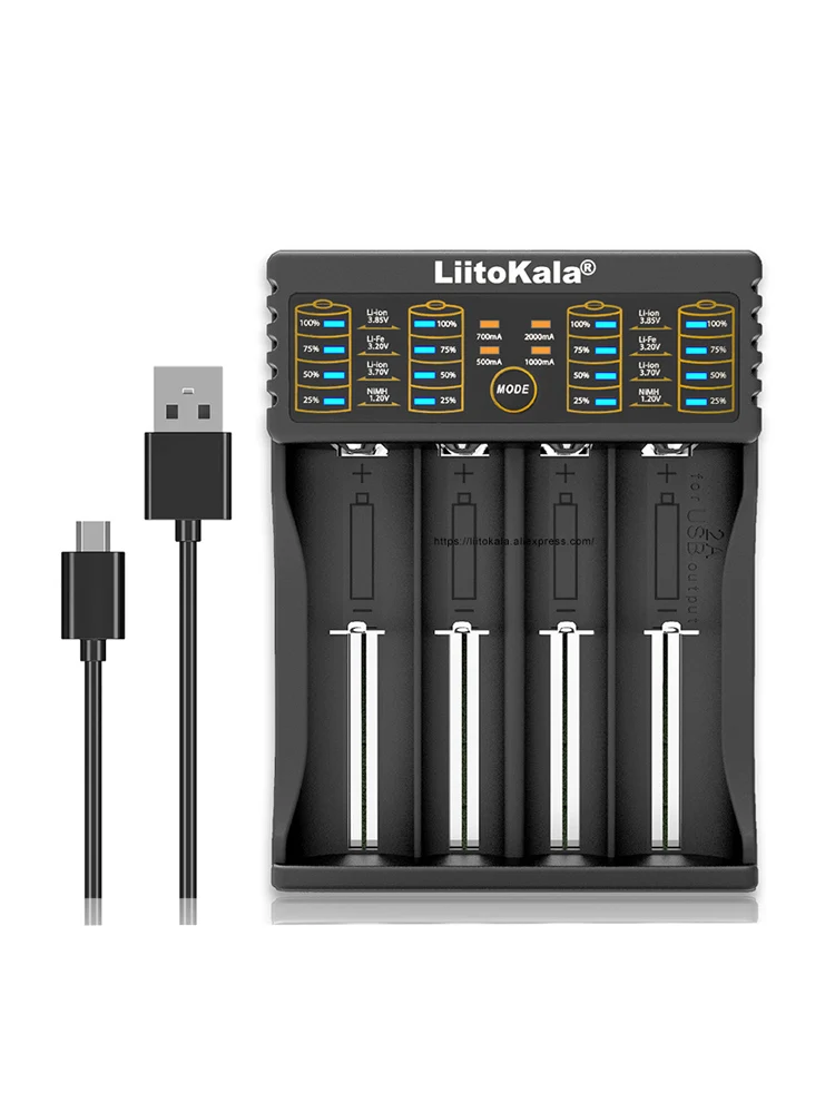 Liitokala Lii-402 18650 3.7V 3.2V LiFePO4 3.85V 26650 20700 14500 21700 25500 1.2V NiMH Lithium Rechargeable Battery Charger