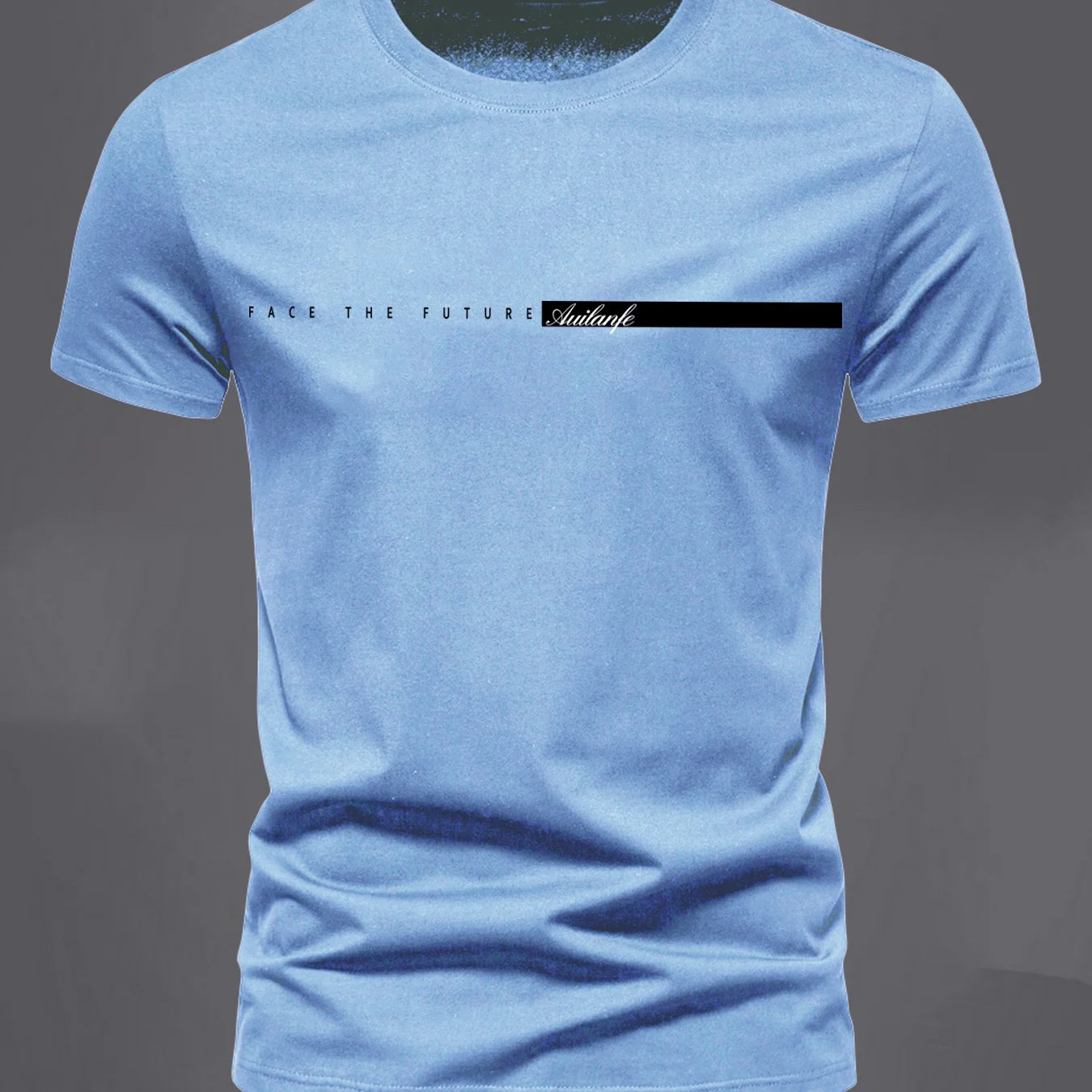 Summer men's 100% pure cotton casual sports loose oversized simple letter pattern printed round neck short sleeved T-shirt top image 3