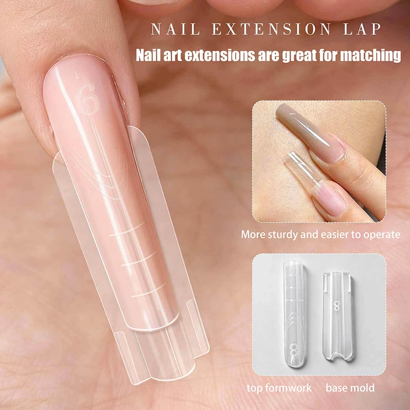 [Sandwich Dual Nail Forms 140/280 Stuks 13Size Quick Extensions-Dual Forms Doodskist Ovale T-vormige manicure Forms Top Mold Bottom Mold