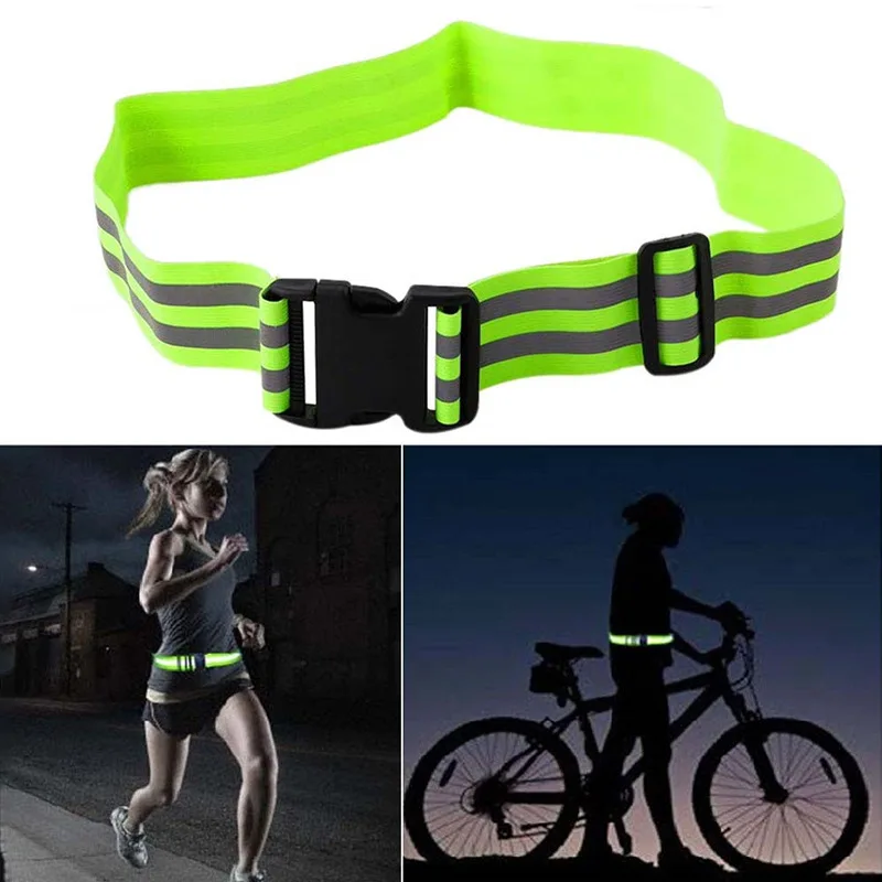 High Visibility Motor Bands Elastic Waistbands And Wristbands Reflective Waist Belt Safety For Night Running Jogging Cycling