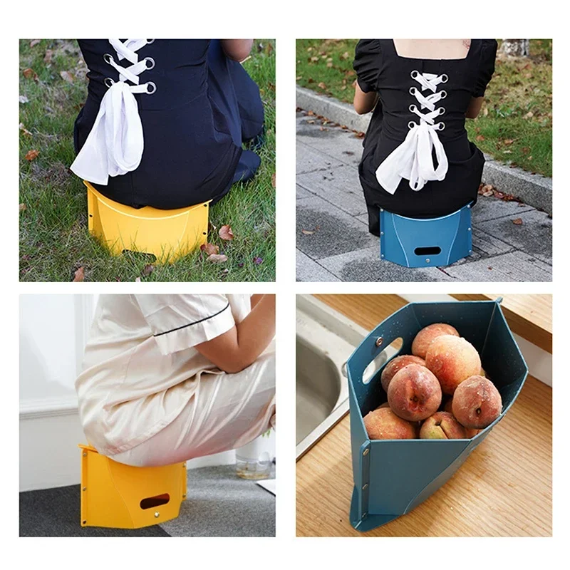 Portable Card Folding Stool Outdoor Camping and Fishing Multi Functional Plastic Handheld Basket Storage Chair