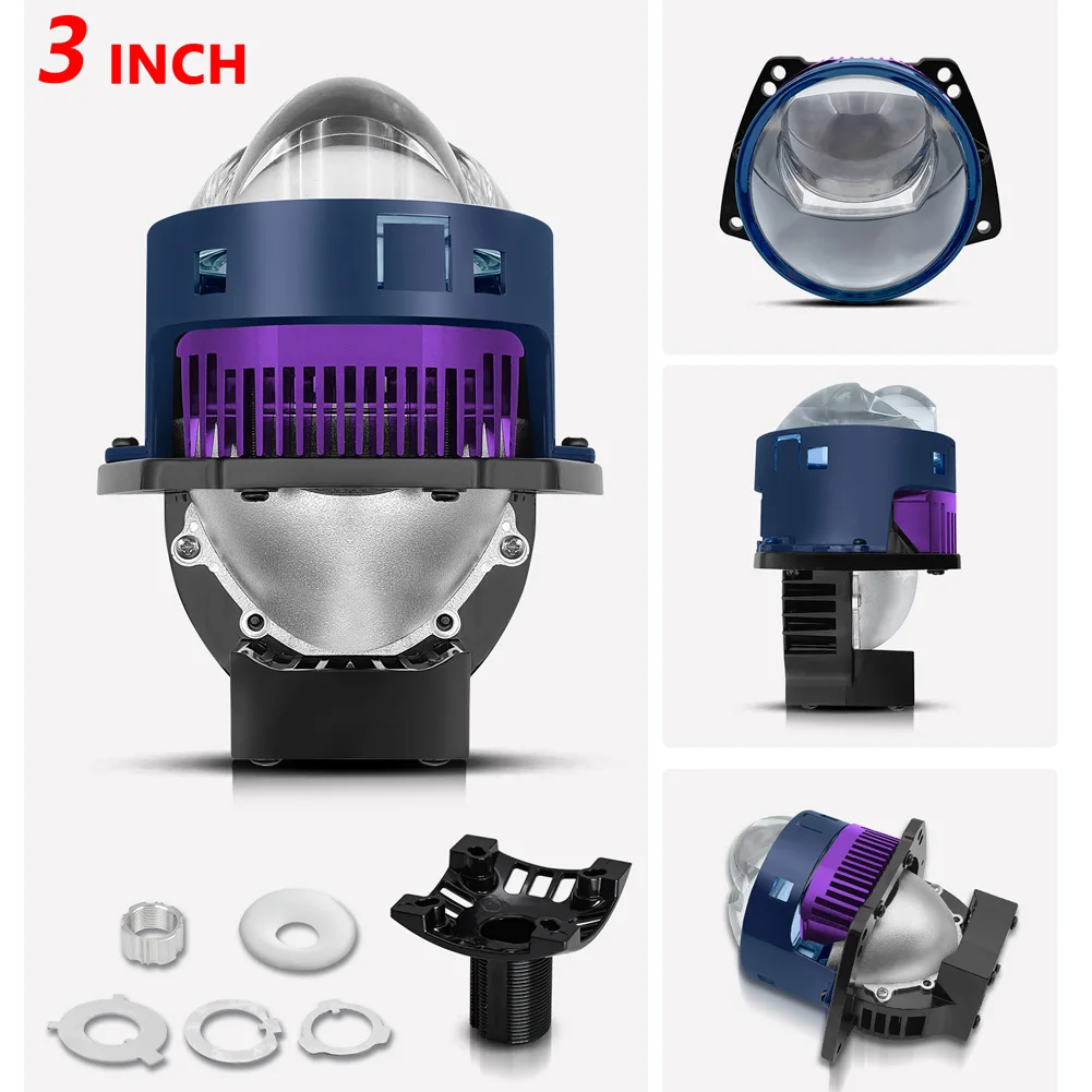 

T04 LED Headlight Bulbs 3.0 Inch LED Projector Lens Low High Beams 6000K 12000LM H4/H7/9005/9006 Headlight Bulbs