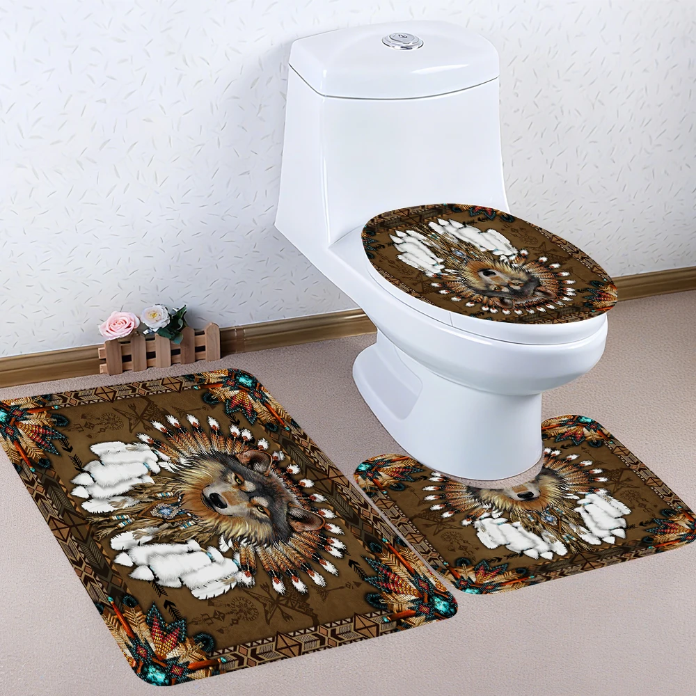 طقم حمام Wolf King مكون من أربع قطع - ستارة دش مقاومة للماء، مما يخلق مجموعة حمام كاملة #4