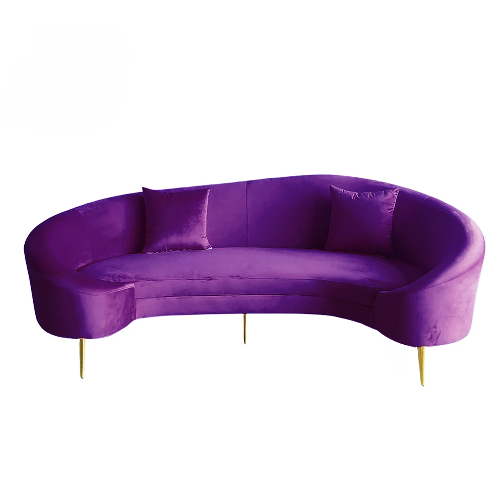 

Wholesale Event Venue Stage Purple Velvet Two Seater Wedding Sofa Arc