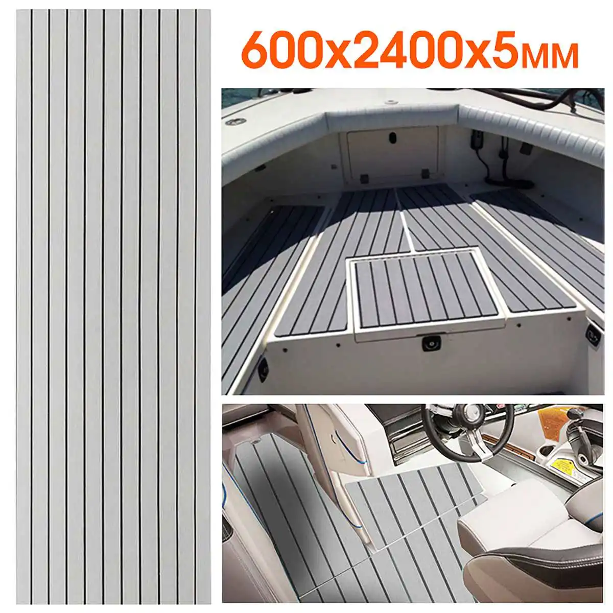 

2400x600x5mm EVA Boat Yacht Marine Flooring Faux Teak Decking Sheet Floor Mat Carpet For Yacht Car Boat Home Decor