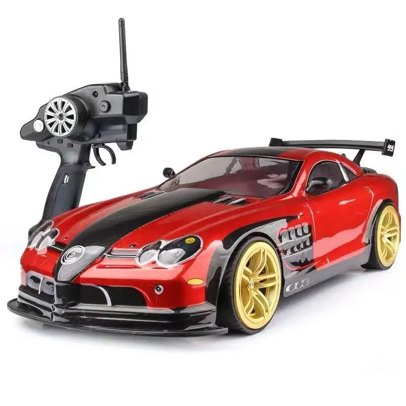 One-key acceleration with light large 1/10 dual battery power 70km/h remote control model toy high-speed drift car