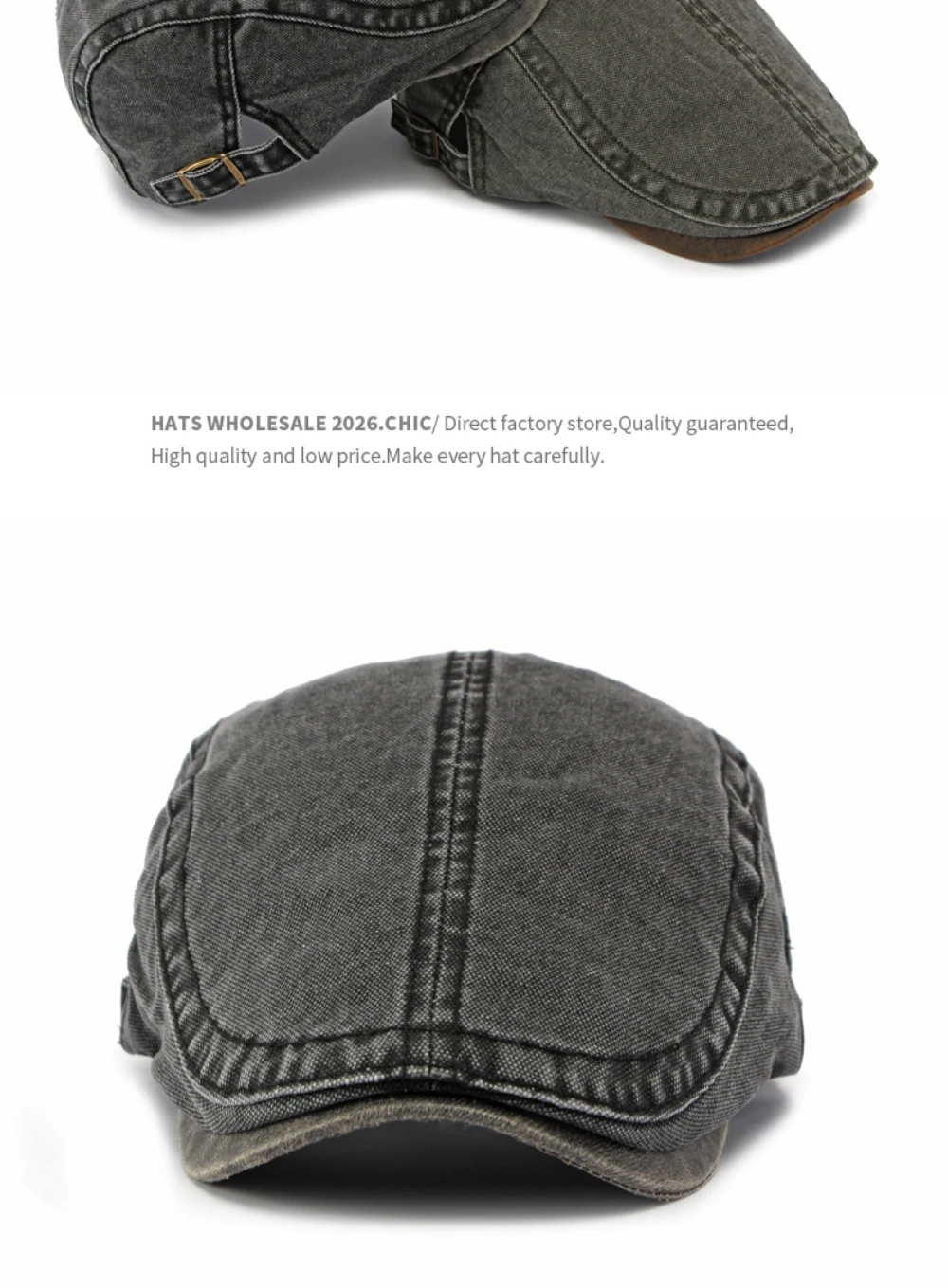 HT5138 Herren- und Damen-Baskenmütze, Vintage-Künstlermütze, 100% Baumwolle, Ivy-Flatcap für Frühling, Sommer, Herbst – Detail 6
