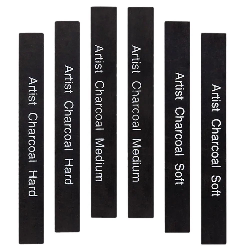 6 Pcs Incense Charcoal Pastel Lead Pencils Sticks for Drawing Soft Medium Hard Student