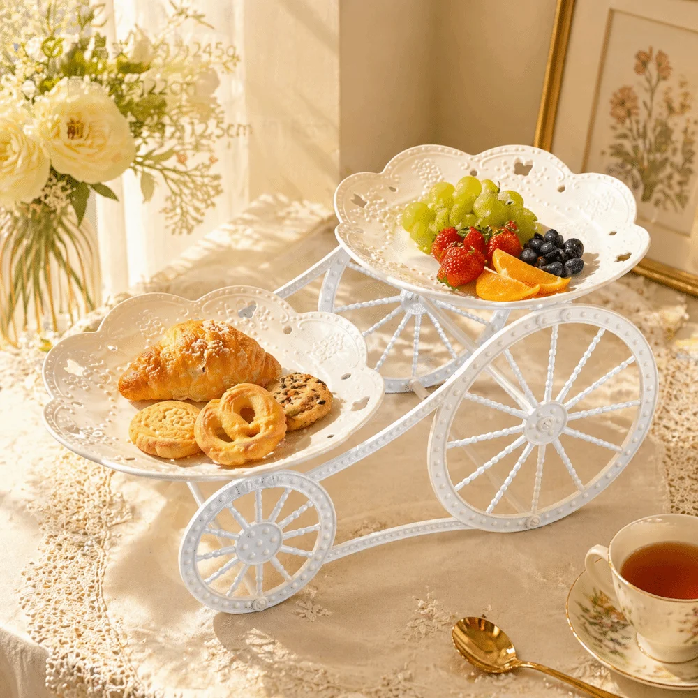 

Fashion White Plastic Cake Stand Bicycle Model Multi-Tiered Dessert Stand Wedding Party Pallet Wedding