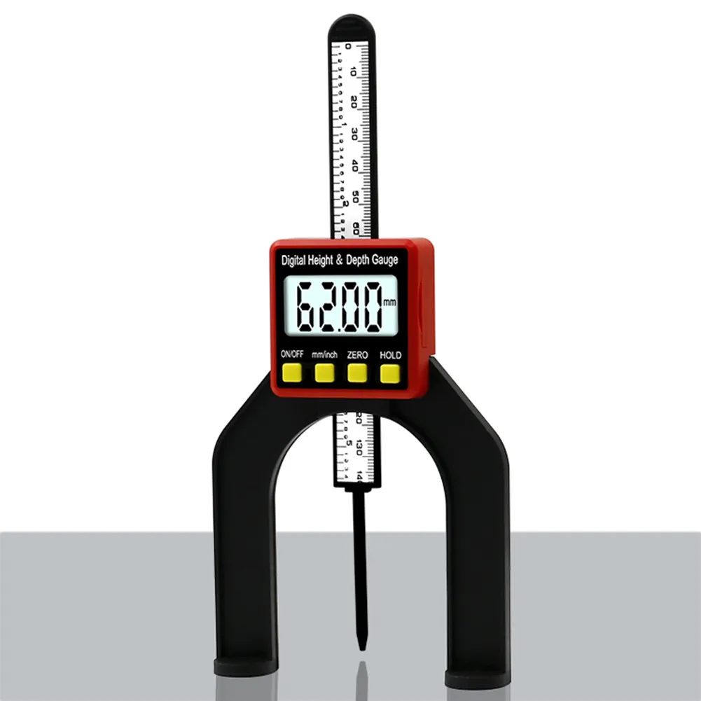 Imagem -02 - Digital Medidor de Profundidade Altímetro Lcd Pinça Magnética Pés Carpintaria Régua Horizontal Vertical Ferramenta de Medição Mesa Roteador 080 mm