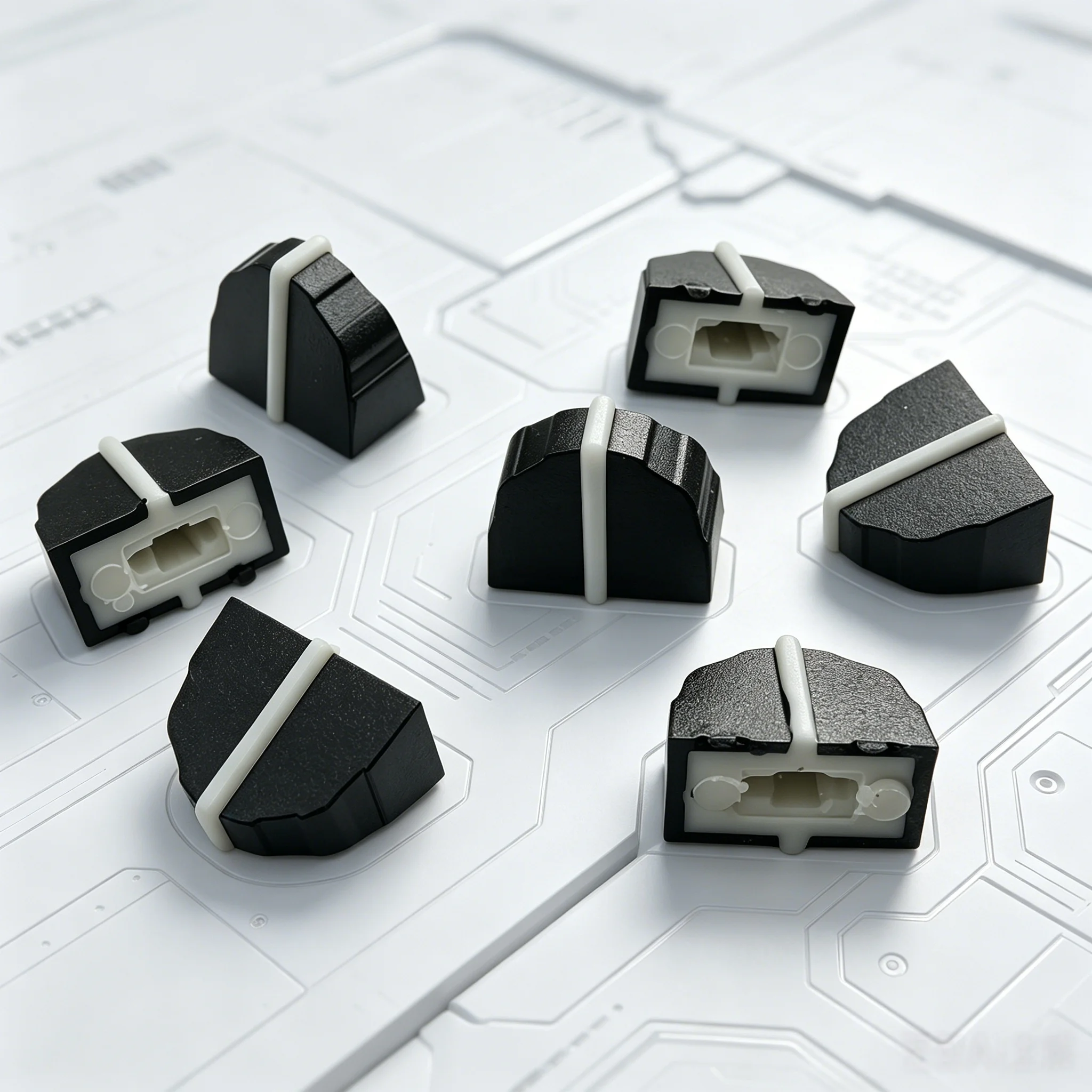 10pcs Black DBX2231 Equalizer Fader Rubber Cap 11X7X9.5mm Inner Hole 2x4MM Potentiometer Fader Pusher Knob