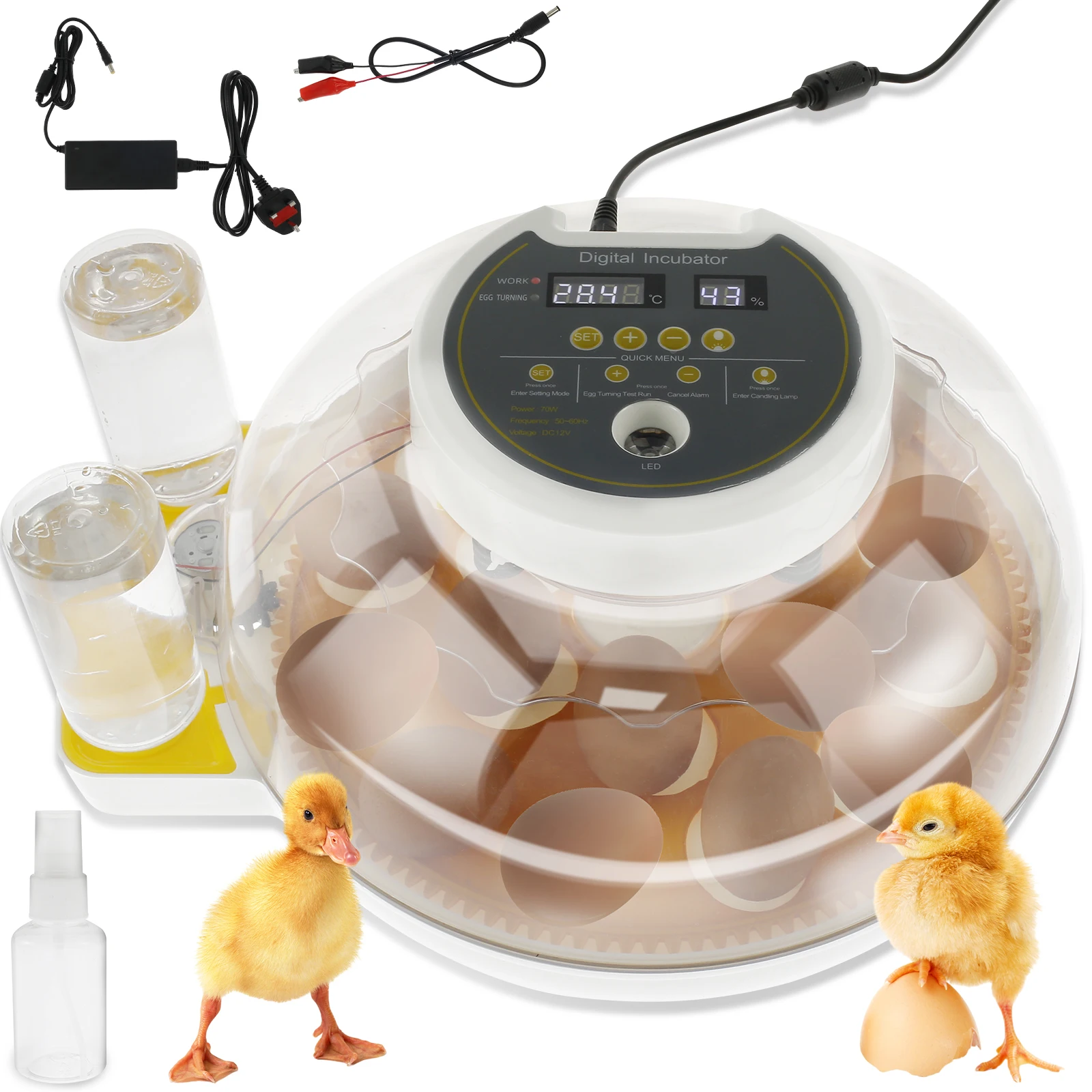 

Egg Incubator Smart Incubators for Hatching 18 Eggs Chicken Incubator with Auto Turning Humidity Control and Display 360° View