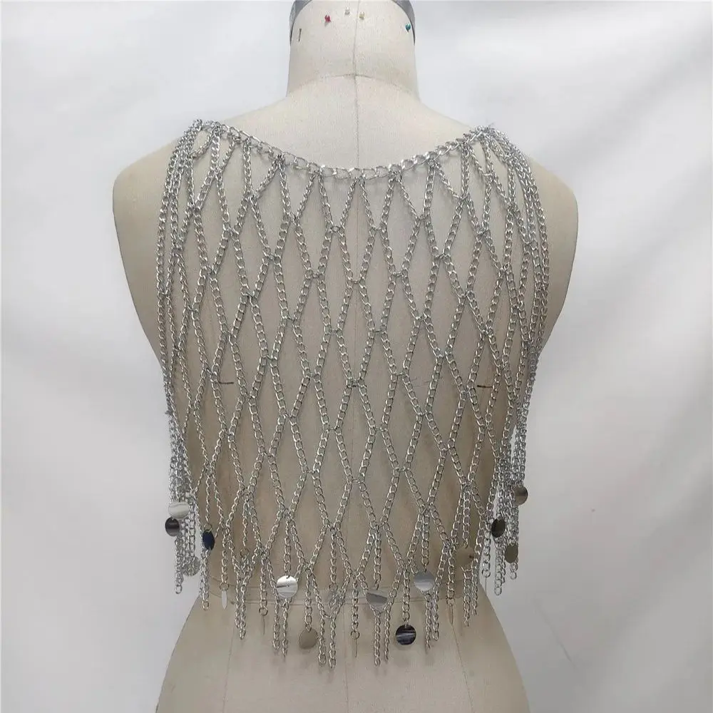 Cyberpunk – gilet en maille à maillons de chaîne, nouveau Design de chaîne de corps avant, haut de chaîne de corps Sexy européen et américain