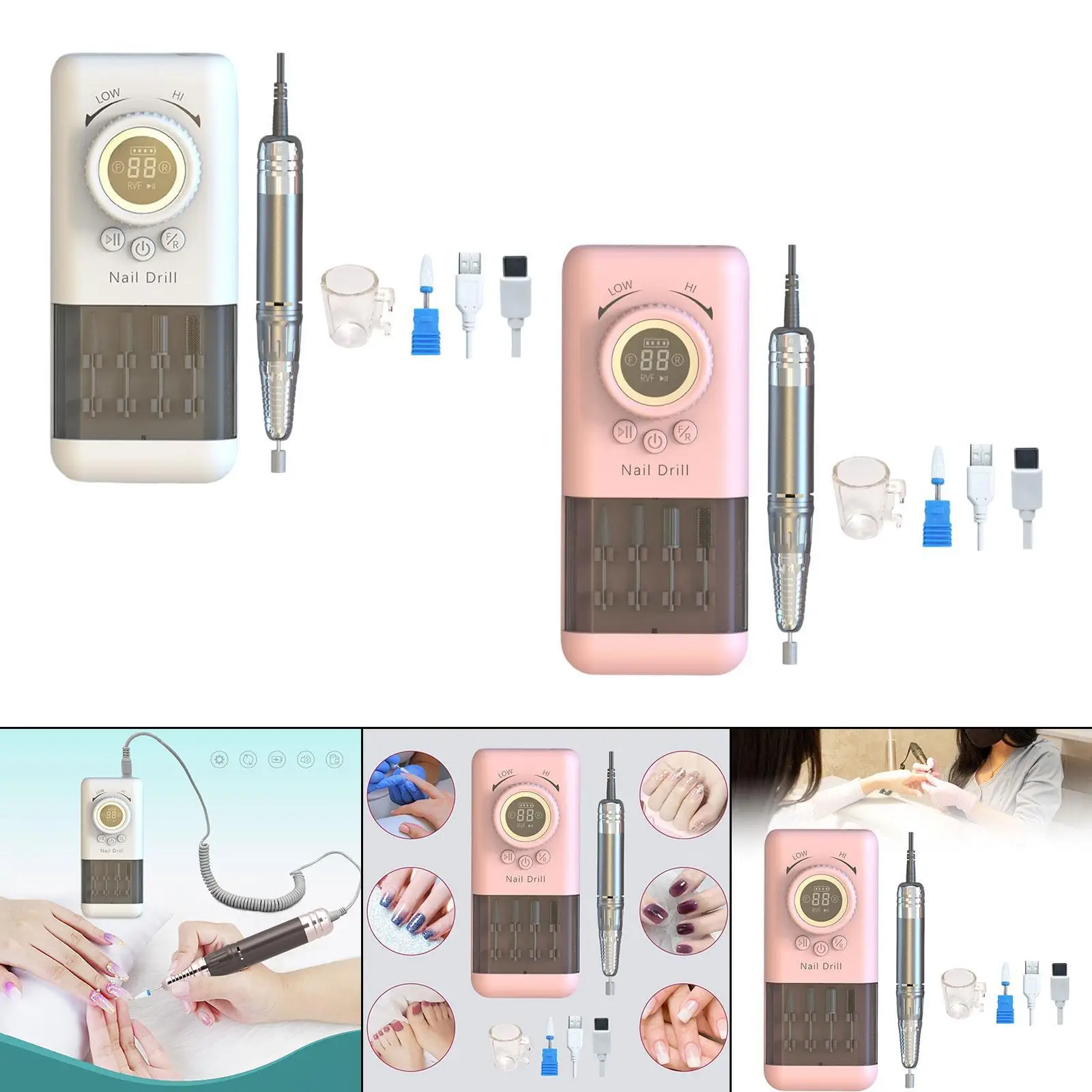 Nail File Machine Kit Supplies Repairing Cordless Portable Nail Machine Nail Grinder Tool for Manicure Trimming Gel Nails