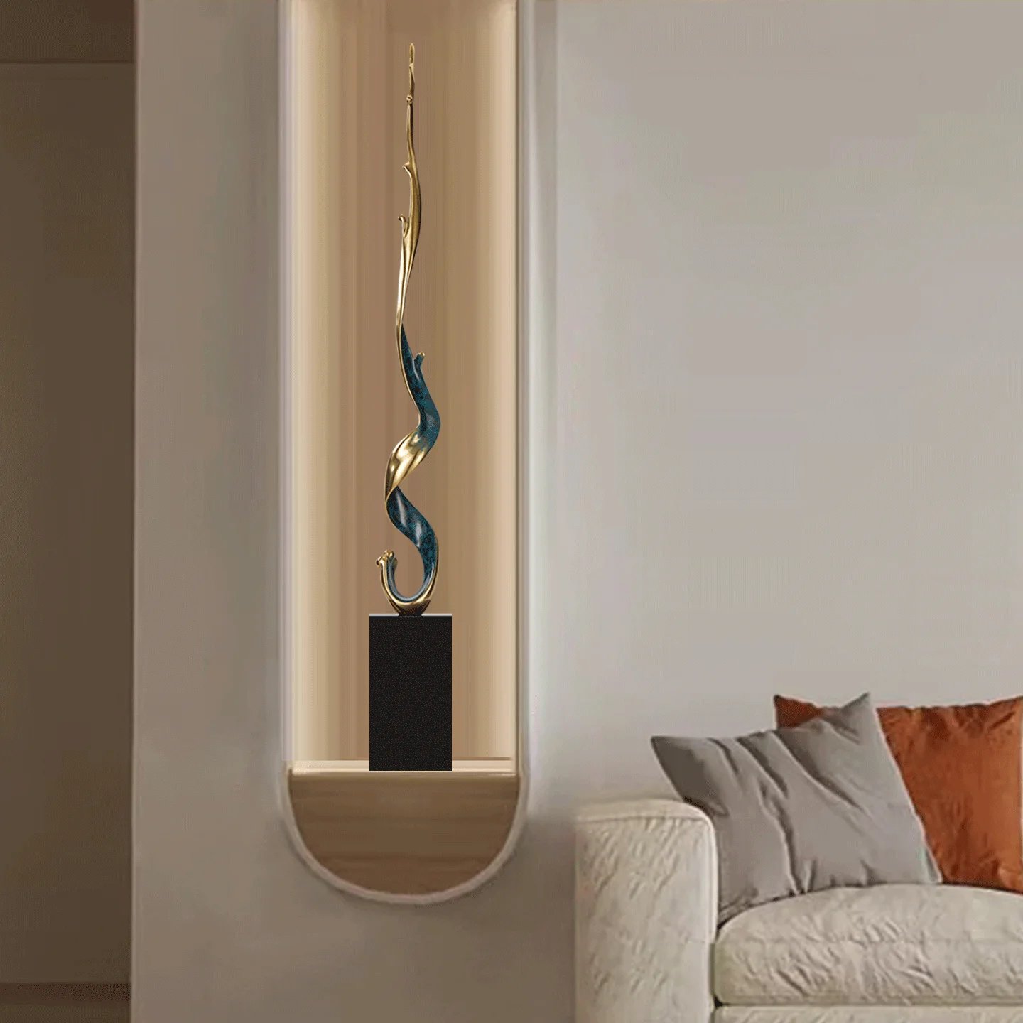 Fengsheng Shui ornament entry porch slender vertical height decoration light luxury high-end living room abstract art