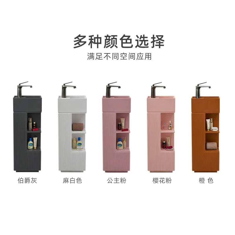 Internet celebrity square column basin thin edge washbasin artificial stone pillar basin hotel simple integrated floor basin