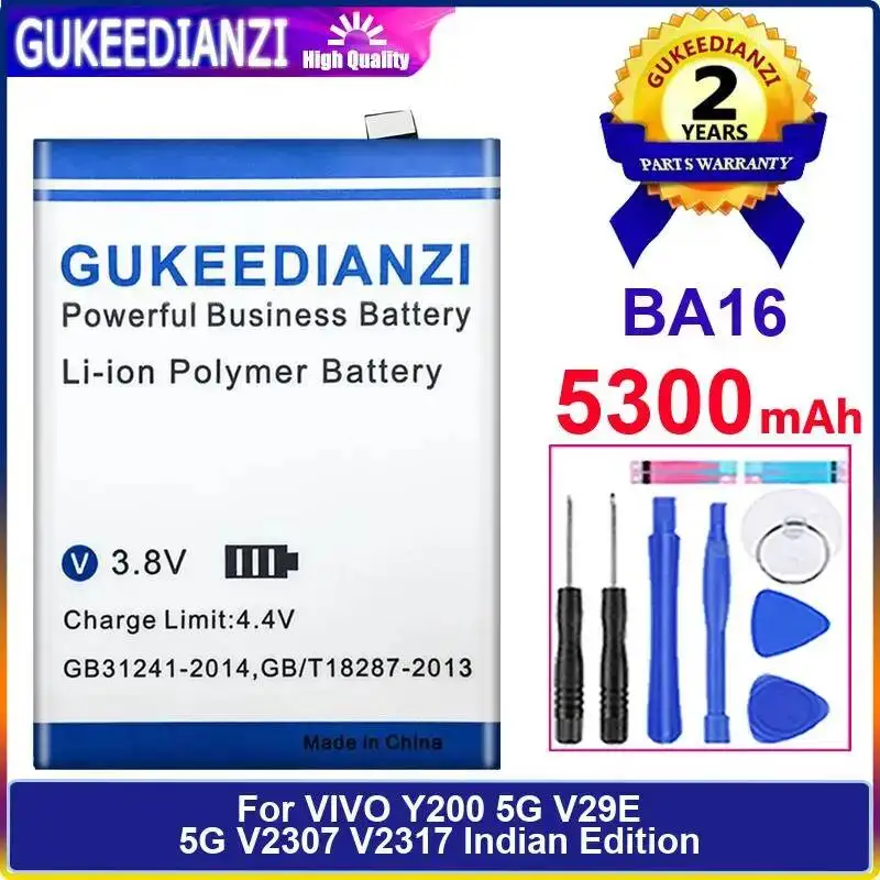 

Mobile Phone Battery BA16 5300Mah Premium Replacement For Vivo Y200 5G V29E V2307 V2317 Indian Edition Long-Lasting