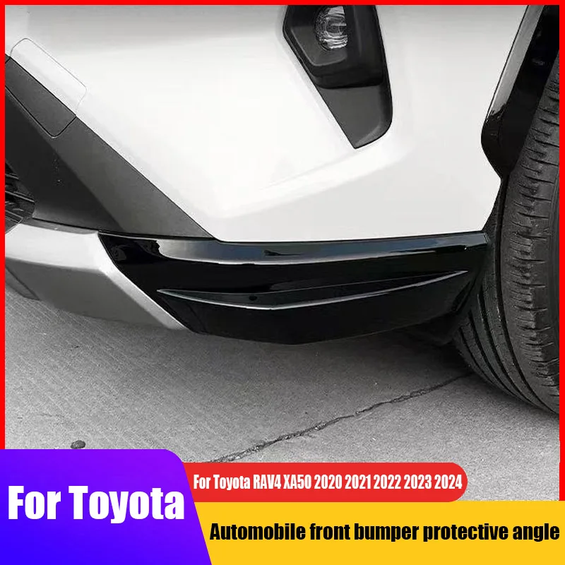 

For Toyota RAV4 XA50 2021 2022 2023 2024 Bright black front bumper protection corner exterior modification part