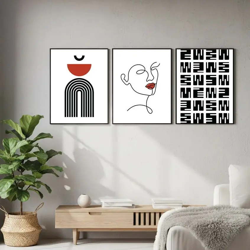 

Nordic Modern Line Art Abstract Portrait Geometric Wall Art Canvas Painting Poster Picture Home Decor Bedroom Living Room Office