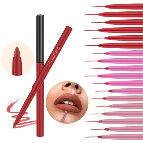 Imagen 2 del producto Delineador de labios de 18 colores, lápiz labial mate de terciopelo, maquillaje de ojos, lápiz sombra de ojos, duradero, resistente al agua, ligero, fácil de maquillarar, lápiz de cejas