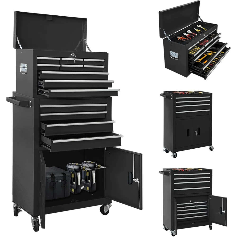

13-Drawer Double Door Rolling Tool Chest, 2 in 1 Detachable Tool Chest,Tool Box with Drawers and Wheels, Large Tool Cabinet