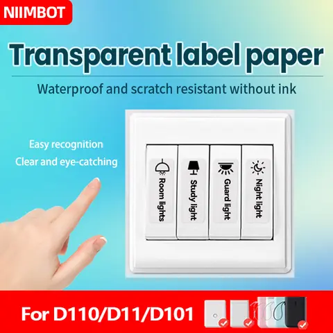 Niimbot D110/D11/D101/H1 Transparent Label Paper Stationery Name Sticker supermarket commodity price tag,Waterproof Sti [5Rolls]