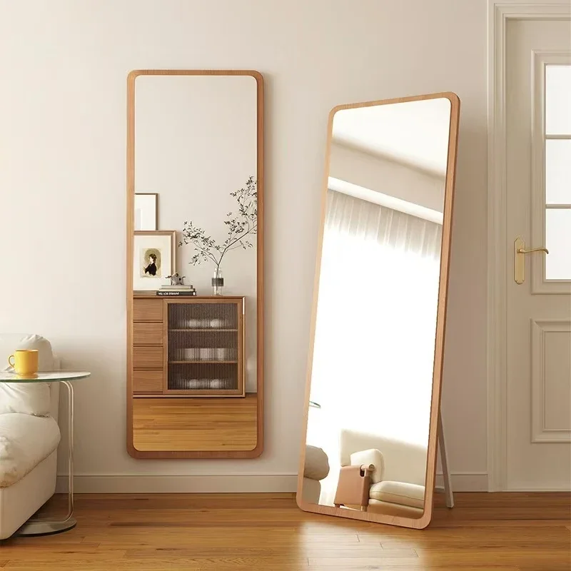 Modern solid wood rectangle, wall floor type, home floor mirror, bedroom living room full-length makeup mirror