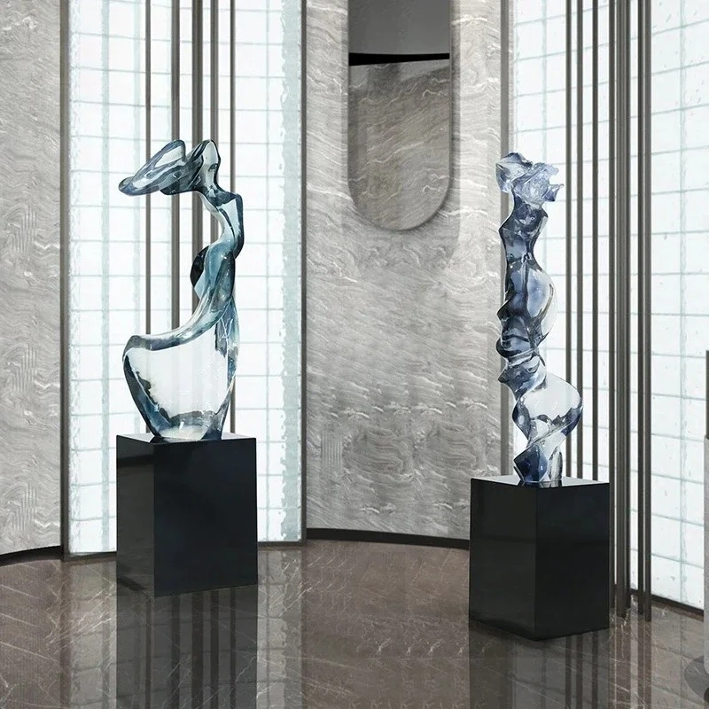 

53Modern light luxury transparent resin sculpture ornaments Hotel lobby abstract art aisle floor decoration