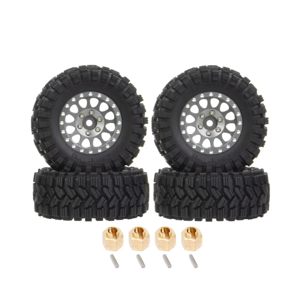 

4Pcs 62X24mm 1.2 Inch Metal Beadlock Wheel Rim Tire Set for 1/18 1/24 RC Crawler Car Axial SCX24 AX24 TRX4M FCX24,4