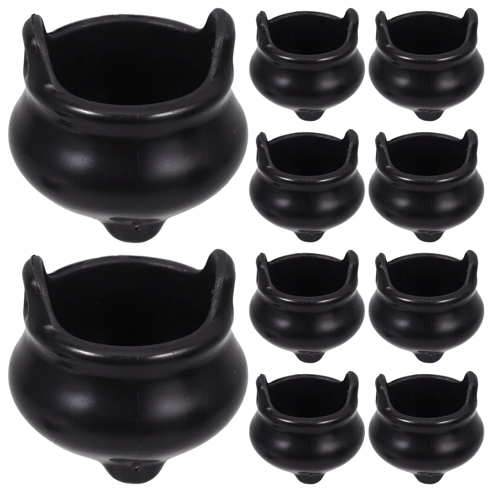 

12Pcs Halloween Miniature Cauldron Pots Plastic Witch Kettle Decor for DIY Home Party Spooky Scene Micro Landscape Accessories